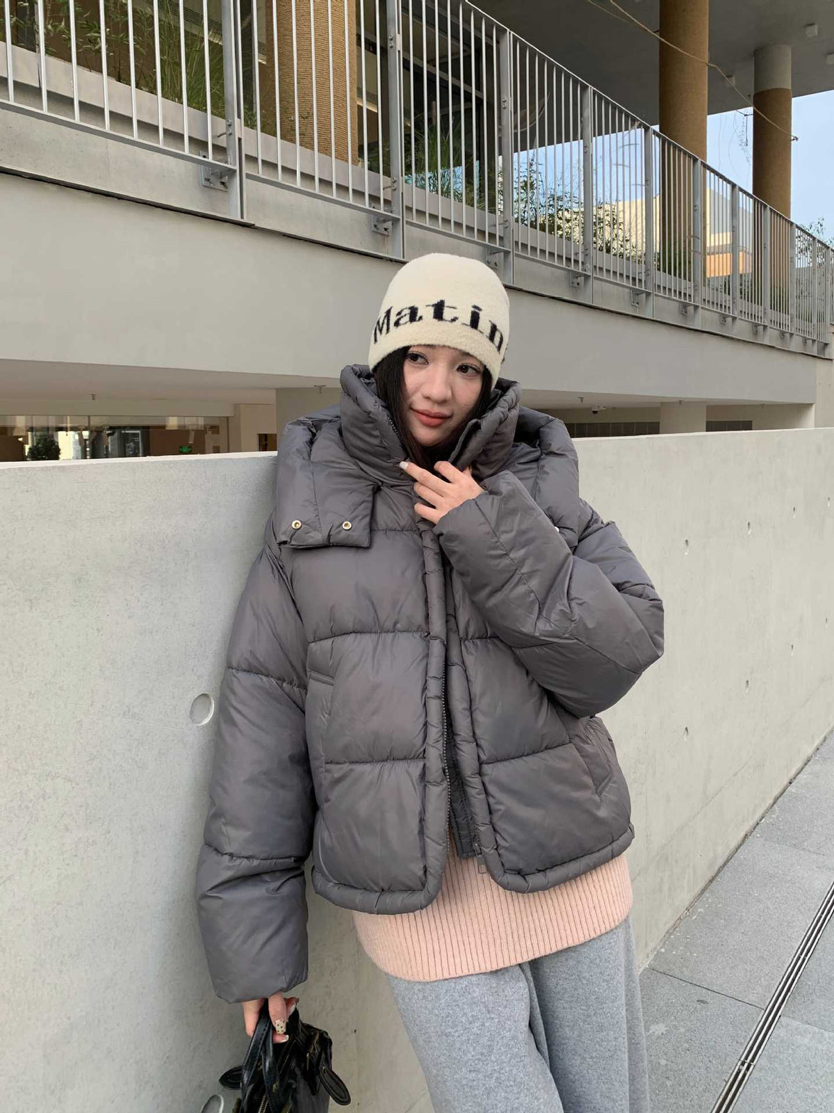 Hooded cotton jacket, women's bread jacket, warm jacket