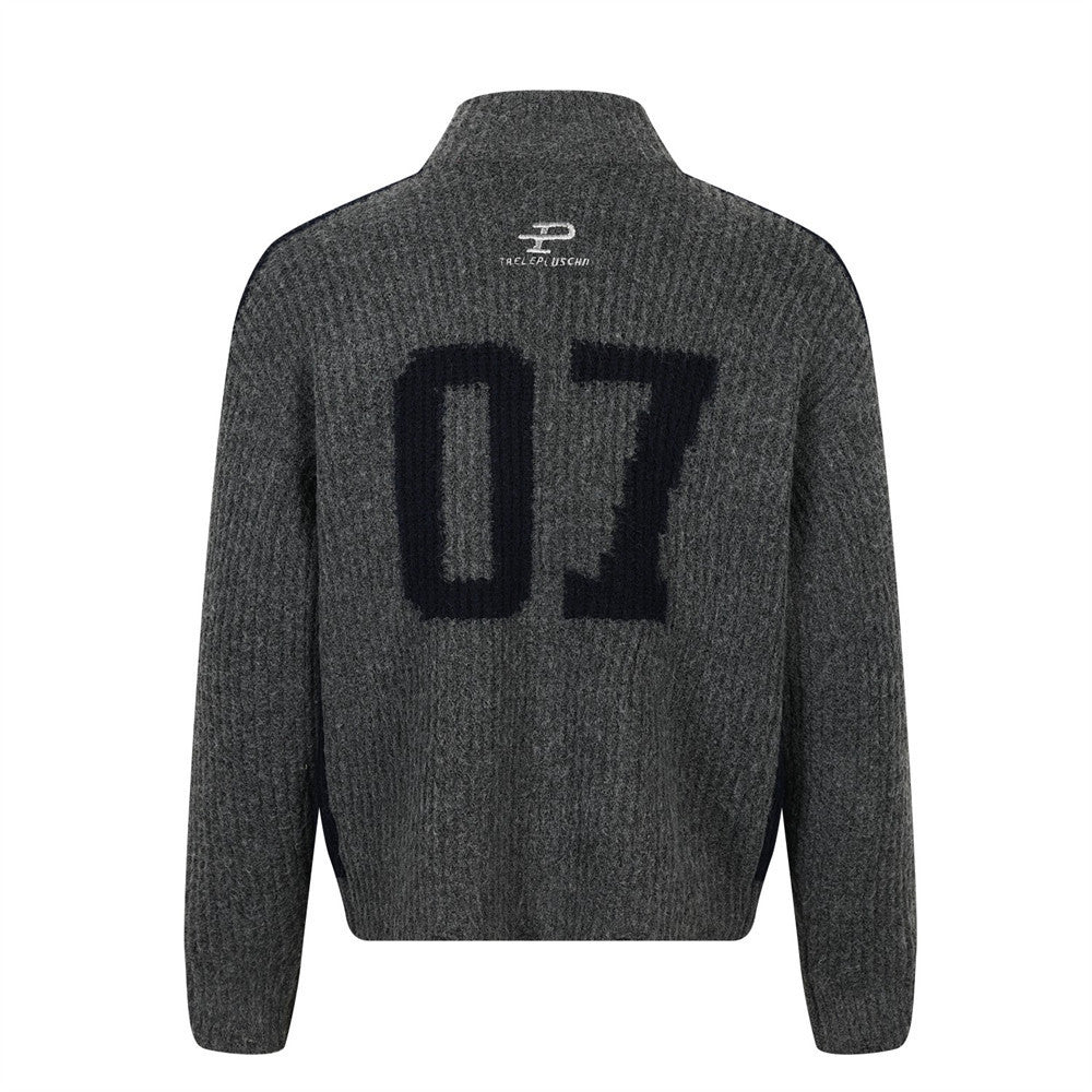Half high collar cardigan sweater