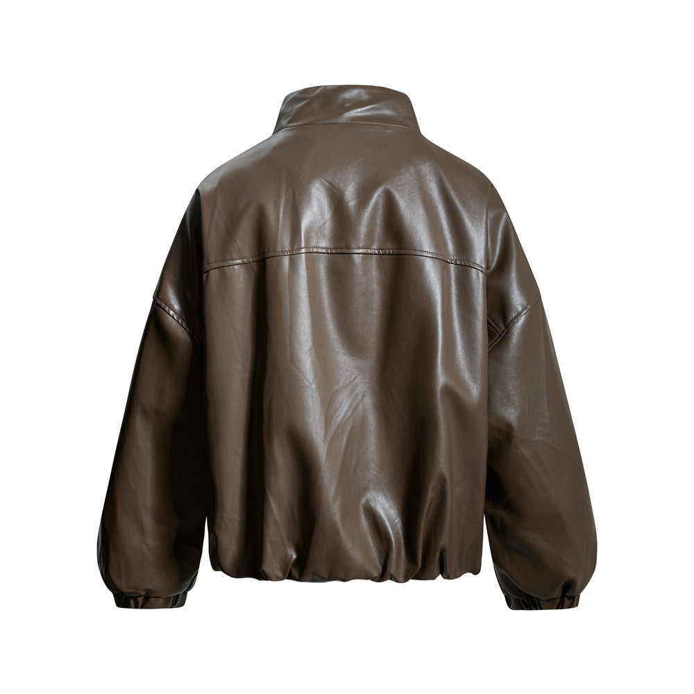 Bright PU leather jacket jacket