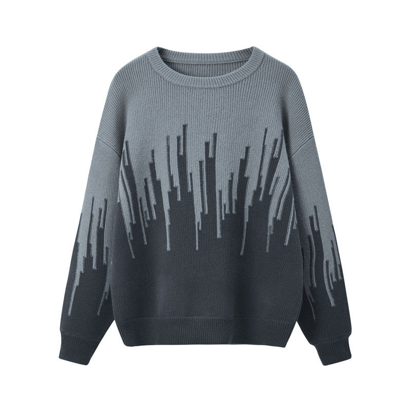 Round neck contrasting pullover sweater