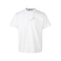 Splicing Designer Unique Button Round Neck Casual Short Sleeve Top