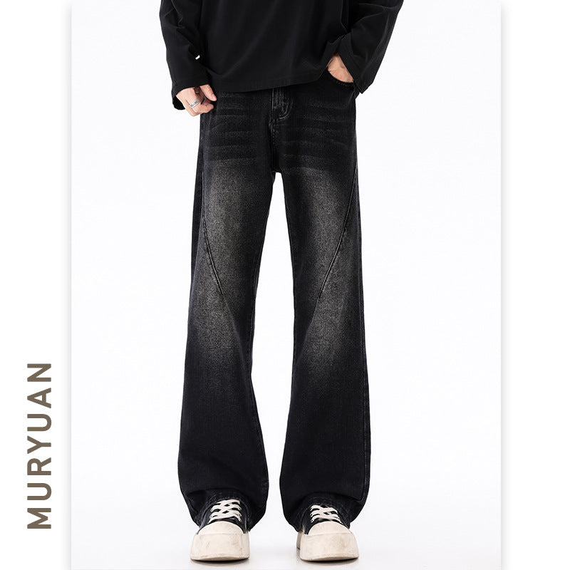 Vibe Style Fold Design Jeans Men Slimming Loose Straight
