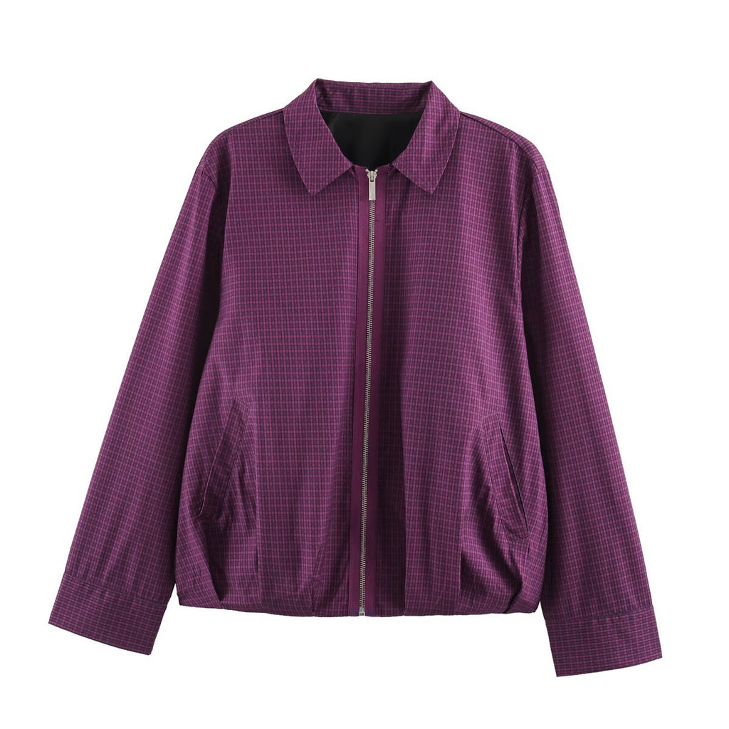 Flip collar puffy hem pilot jacket