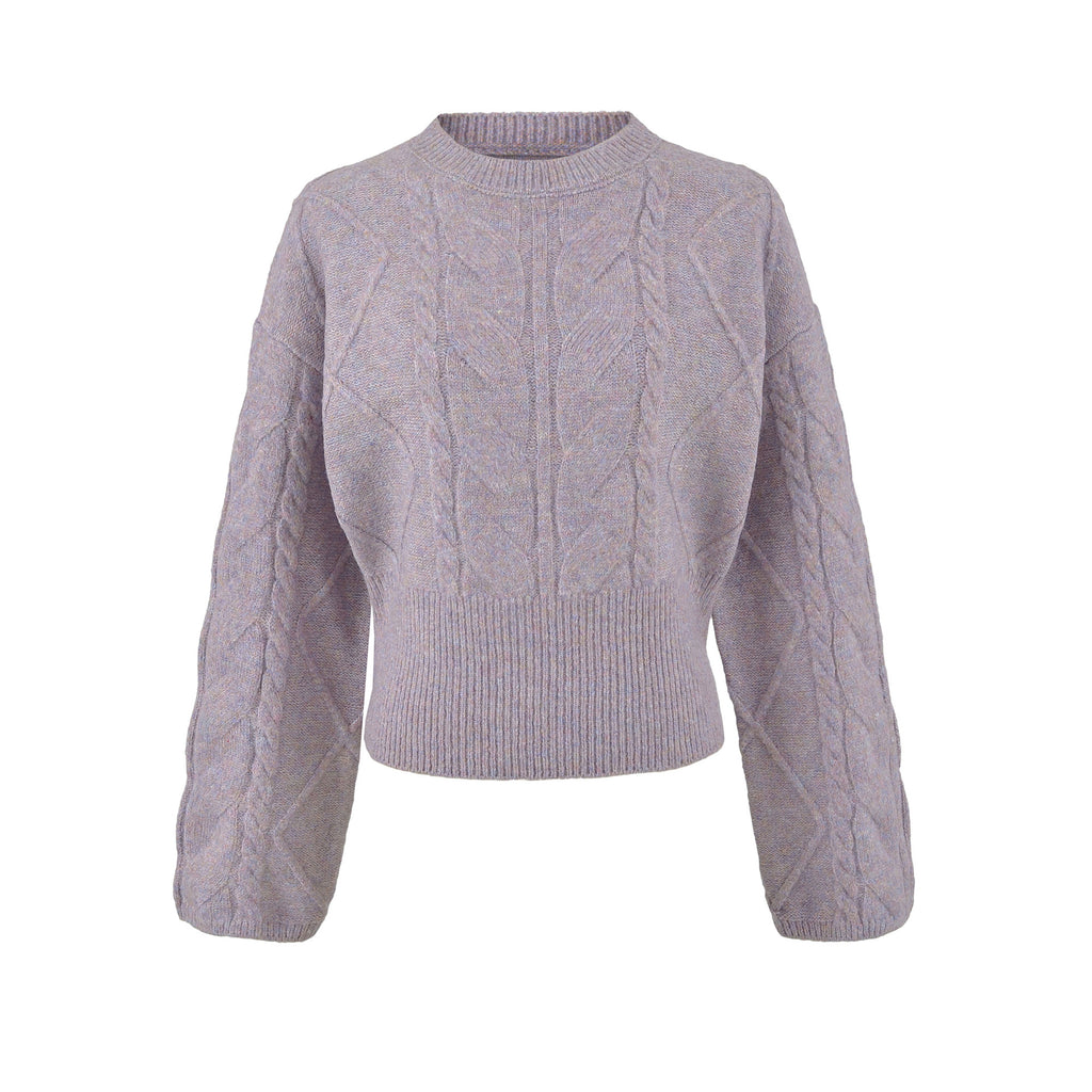 Women's  Cable Knit Long Sleeve Round Neck Pullover Sweater