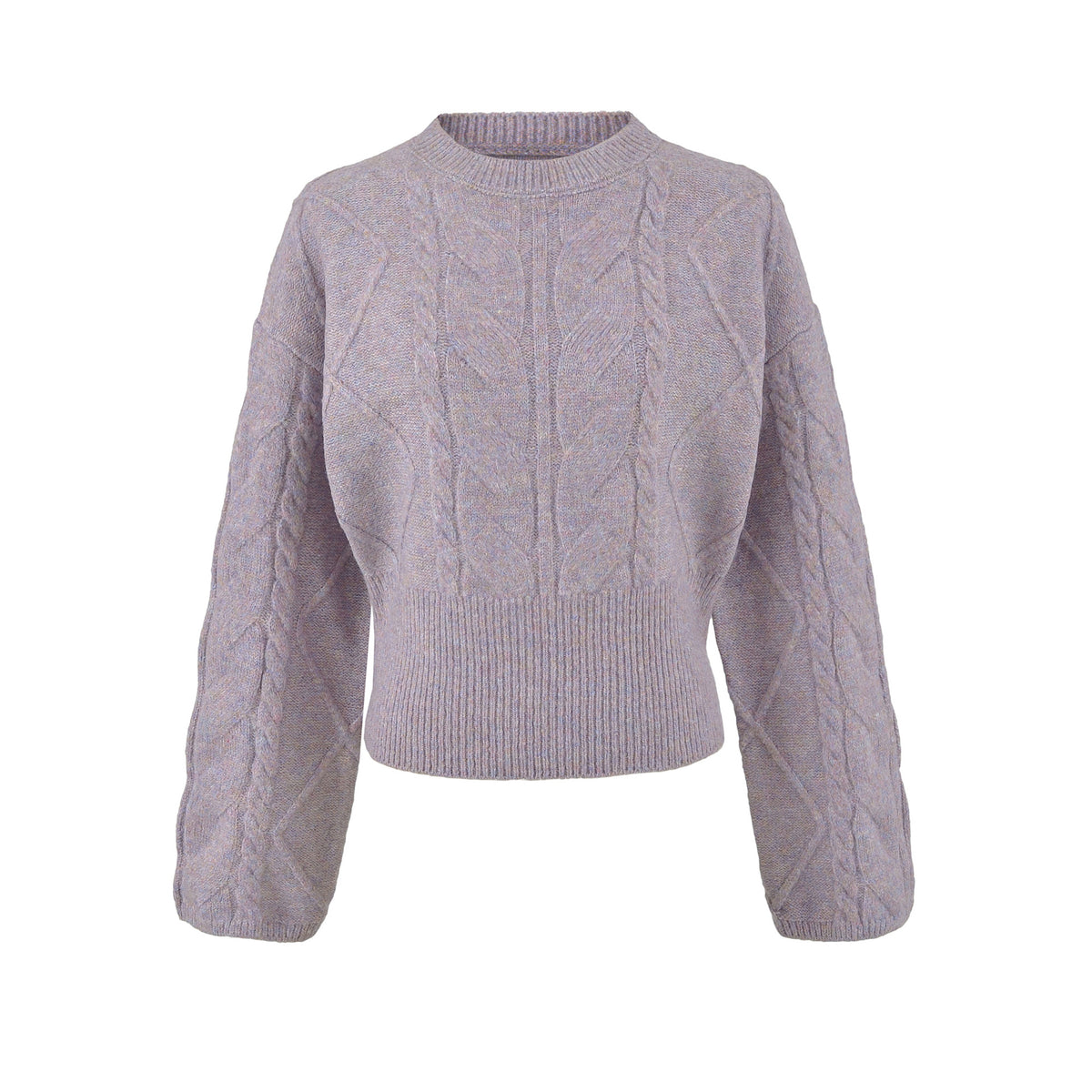 Women's  Cable Knit Long Sleeve Round Neck Pullover Sweater
