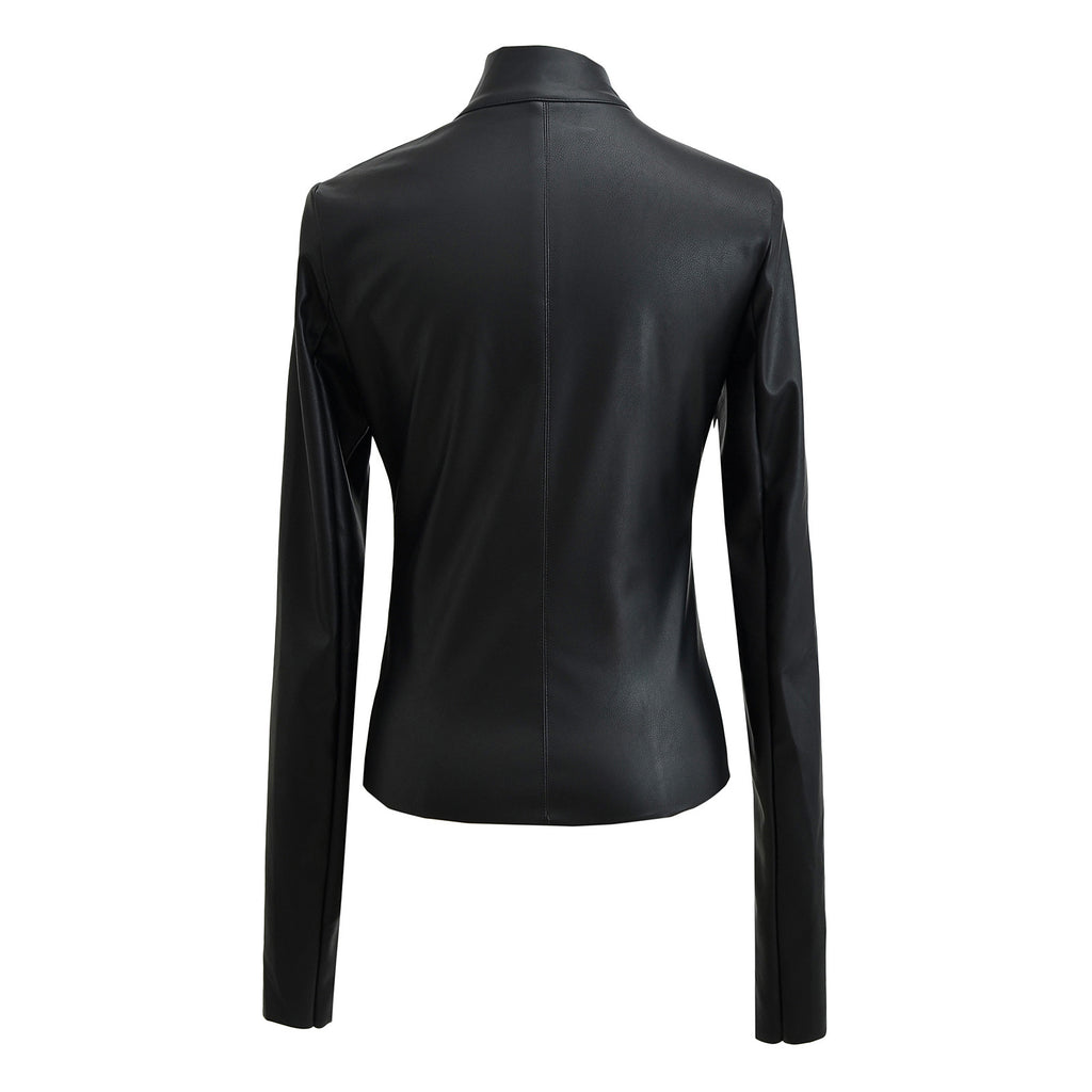 Tailored side zipper irregular jacket leather jacket