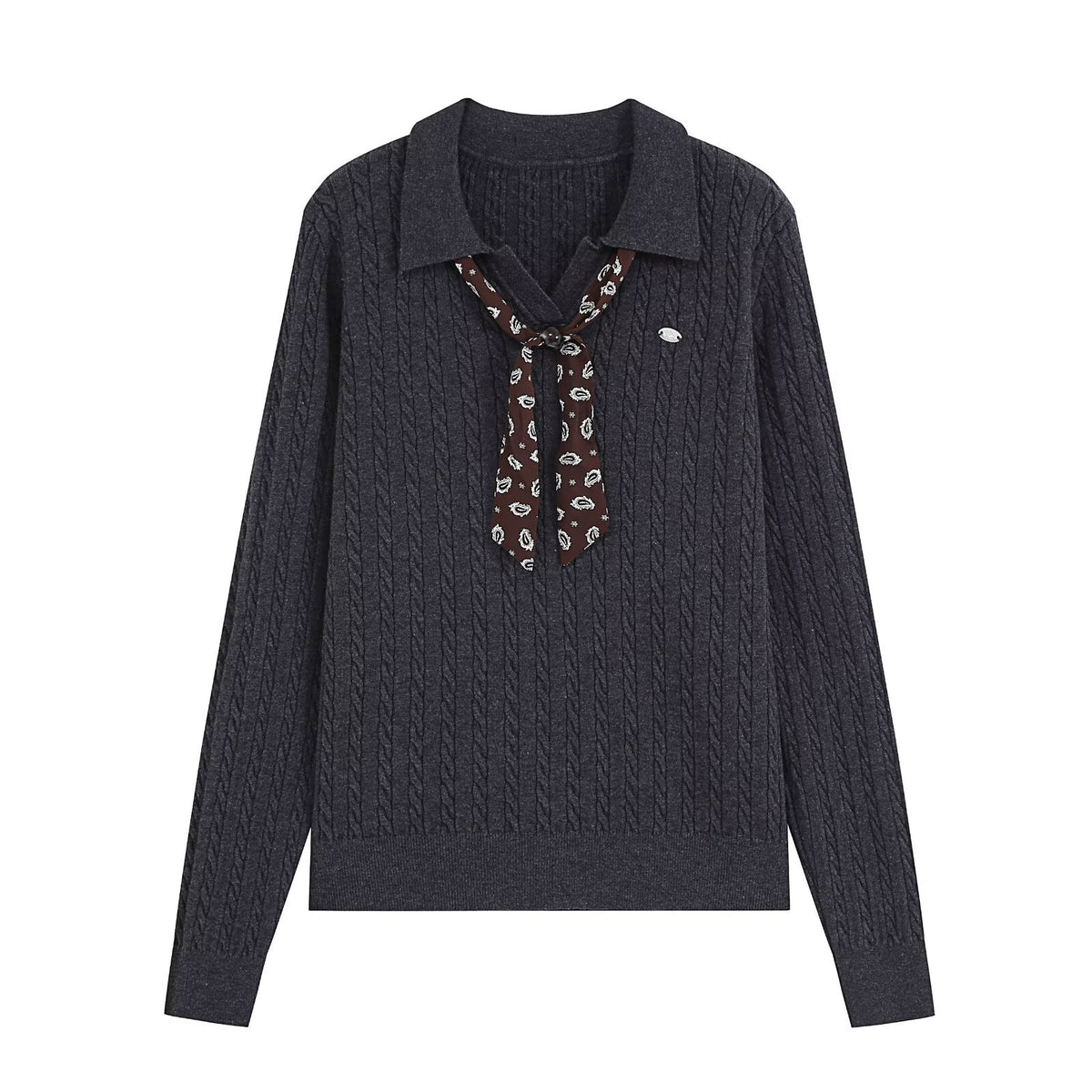 Casual bow tie lapel Fried Dough Twists knit for women