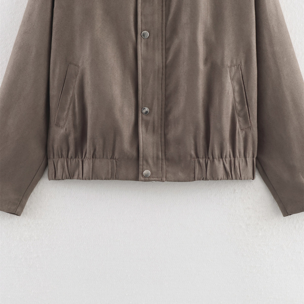 Minimally contrasting suede jacket