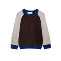 Casual long sleeved round neck patchwork color knitted sweater for women