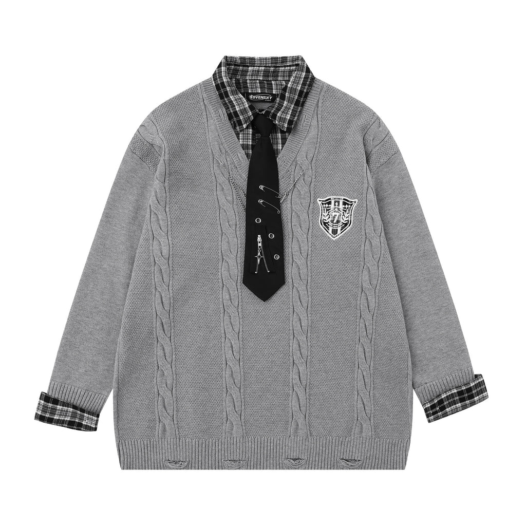 Collar patch embroidery design sweater