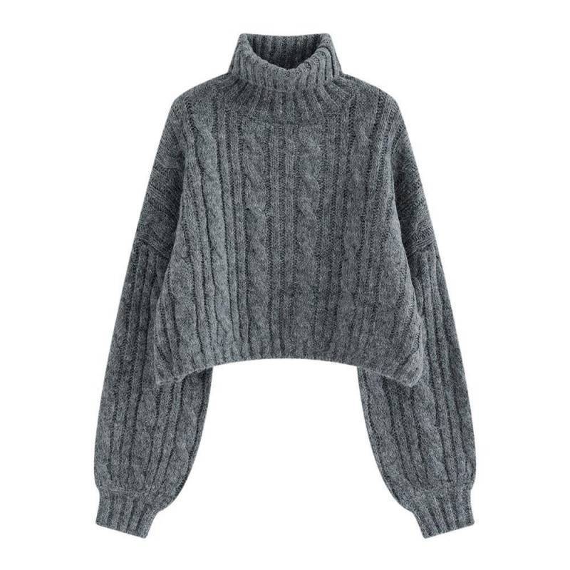 Vintage Cable Knit High Neck Sweater