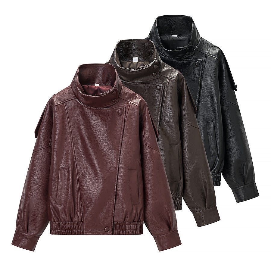 Three color leather jacket