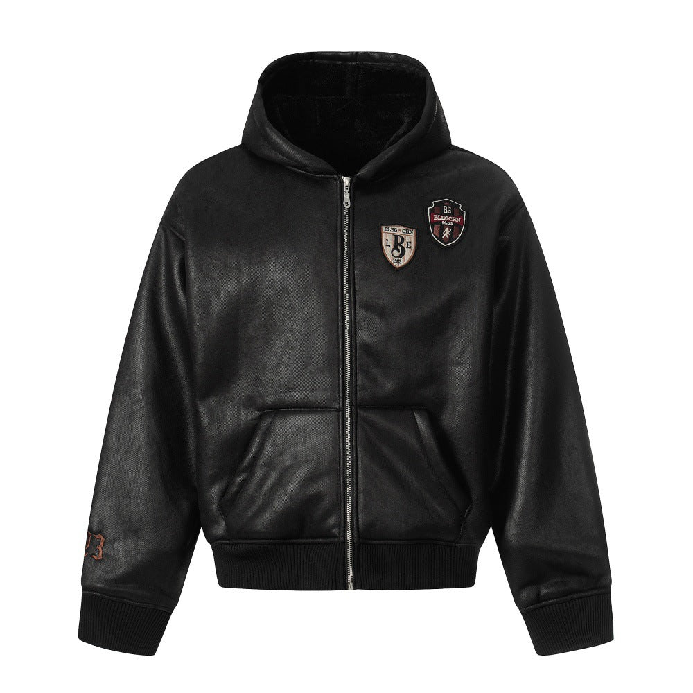 Velvet hooded jacket