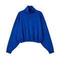 Loose fitting pullover stand up collar fluffy knitted sweater for women