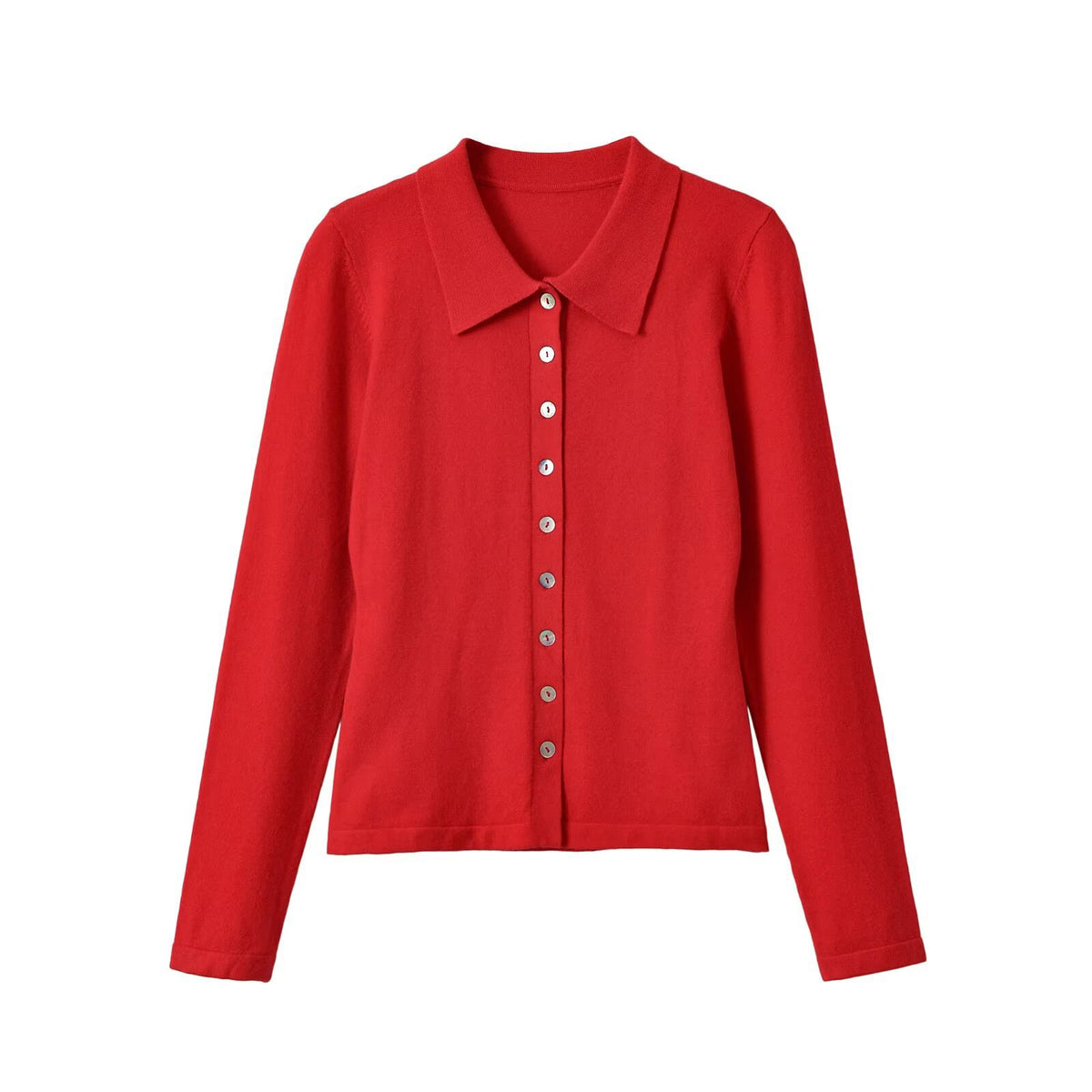 Versatile casual simple breasted lapel knit sweater for women