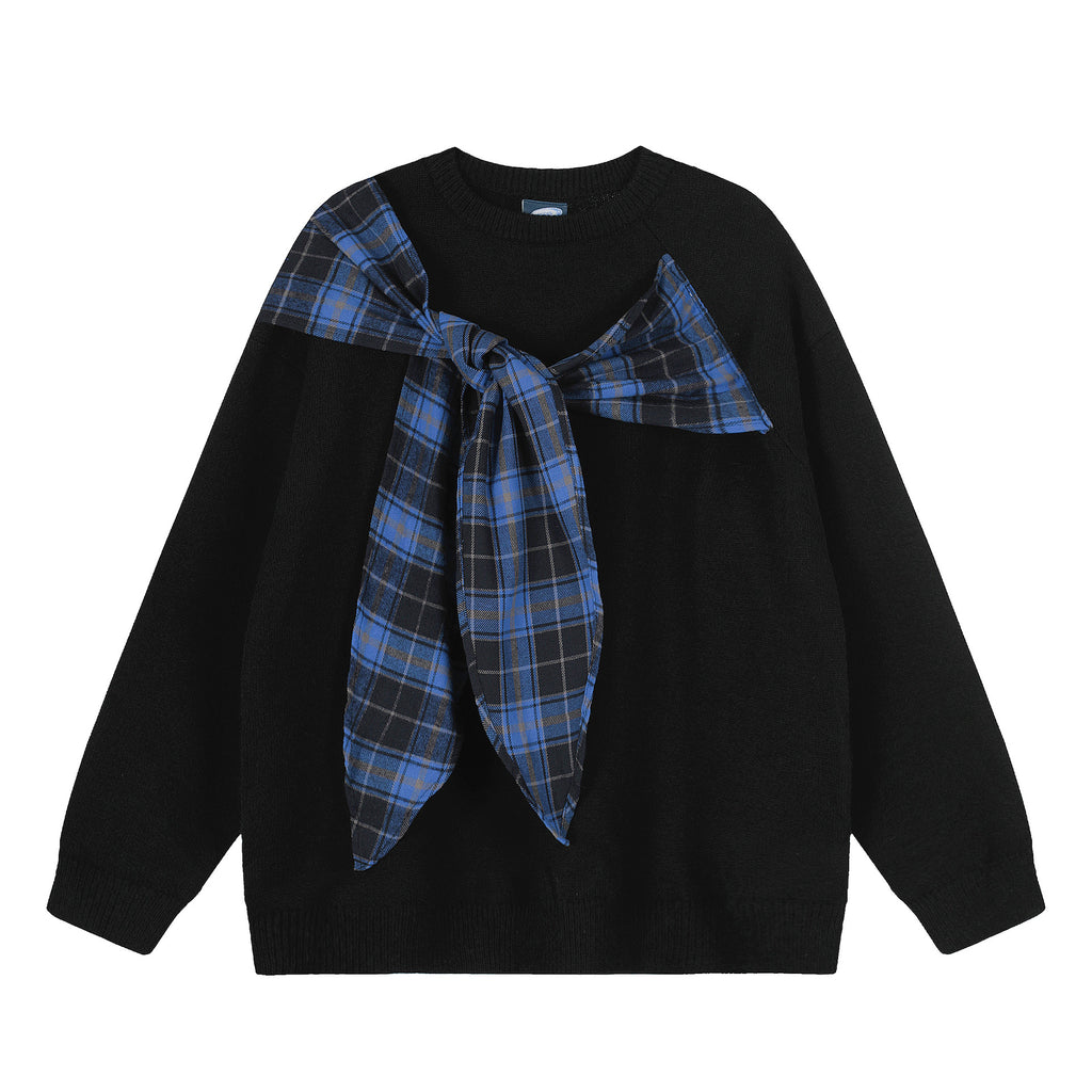 Plaid shawl scarf sweater