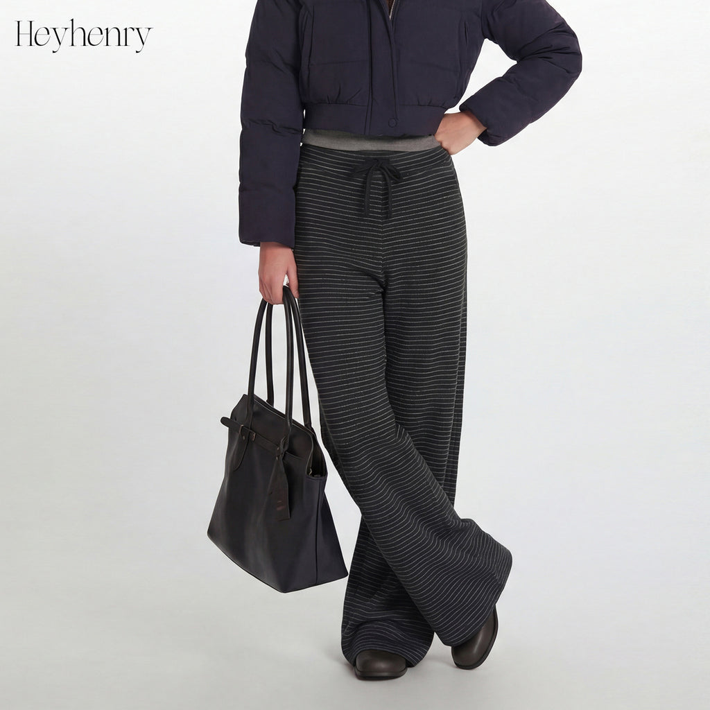 Loose Straight-Leg Casual Pants Women Winter Warm Fleece Lined Pants