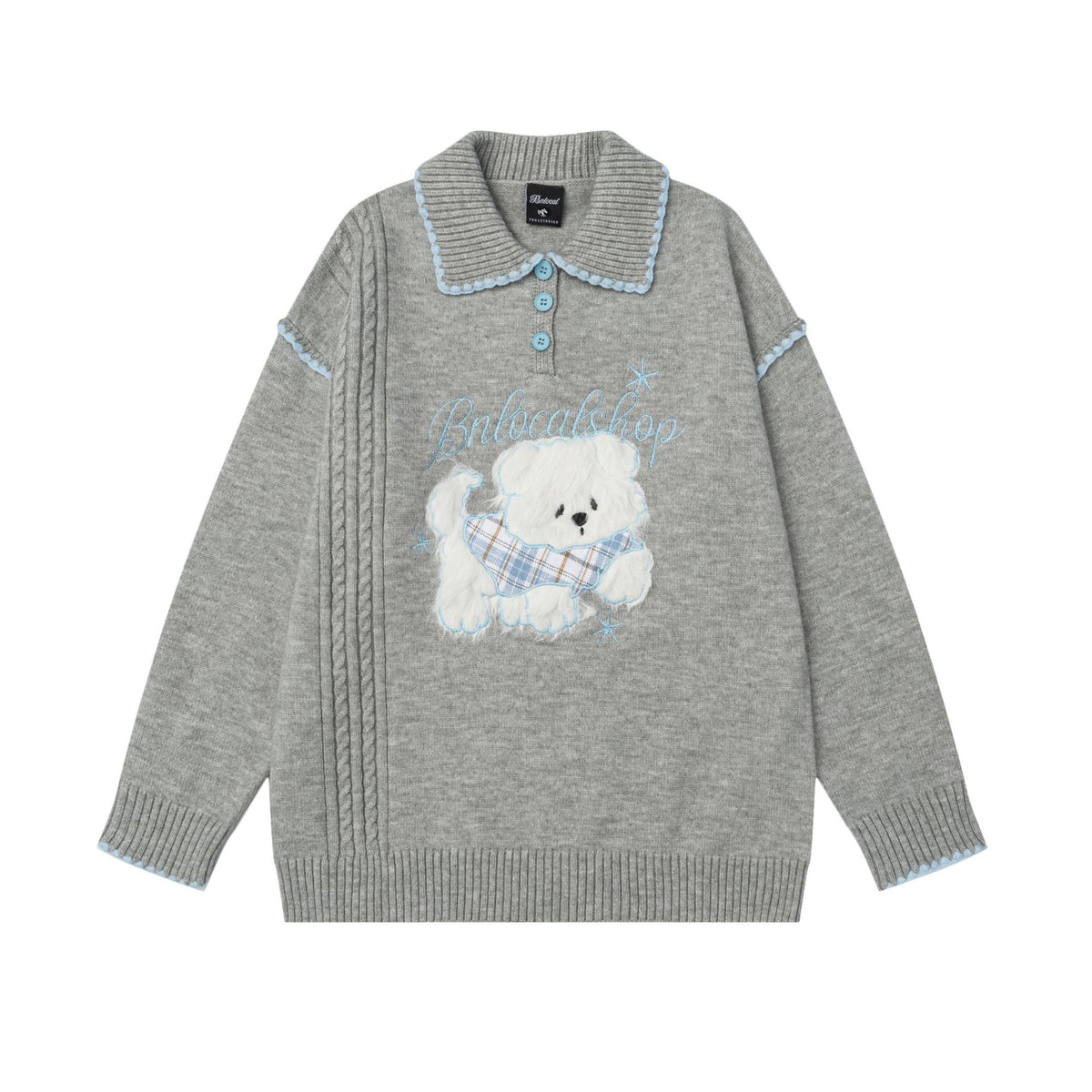 Plush puppy design sweater
