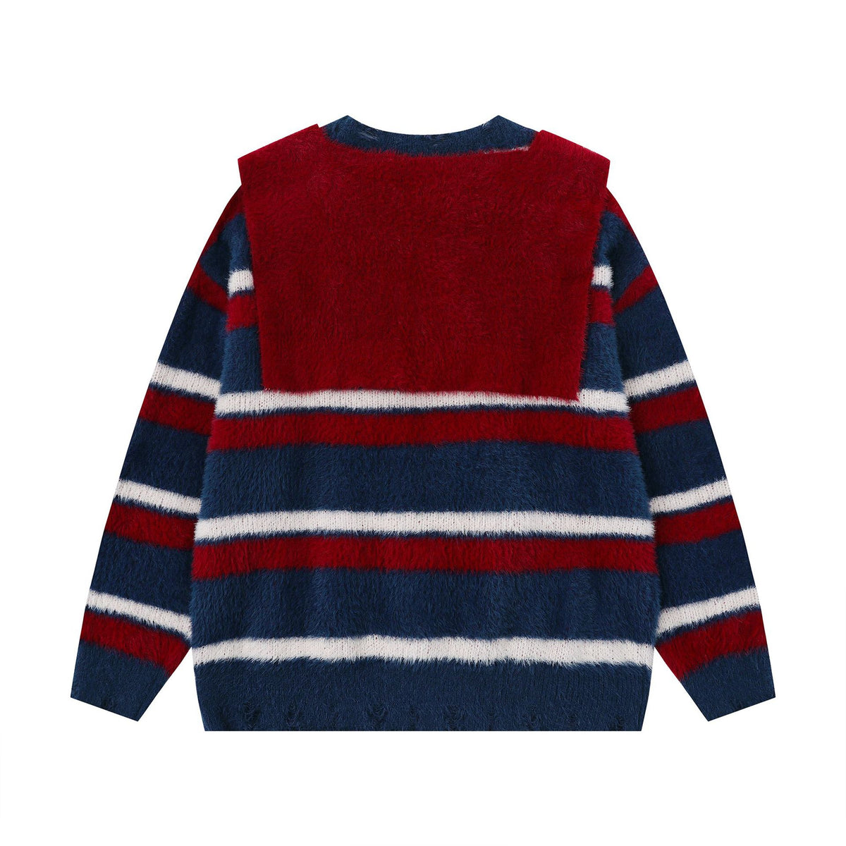 Striped contrasting shawl design sweater