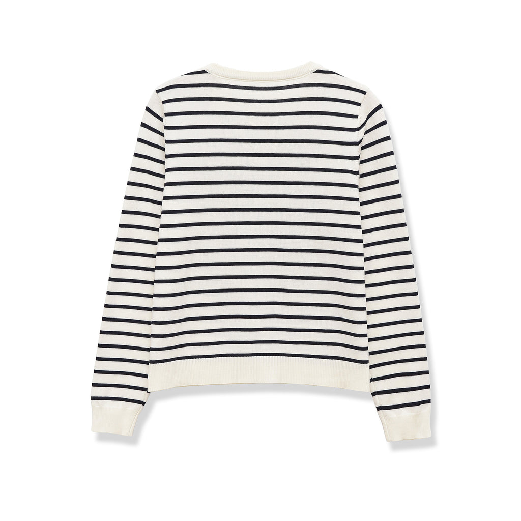 Striped round neck long sleeved sweater