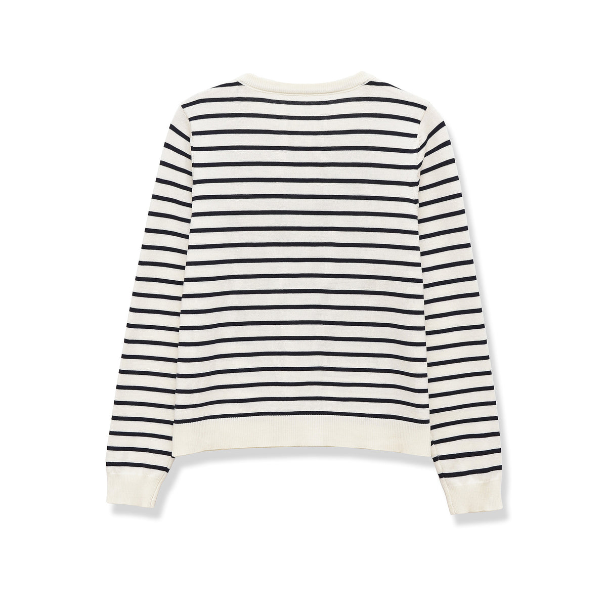 Striped round neck long sleeved sweater