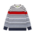 Round neck heavy industry embroidered sweater