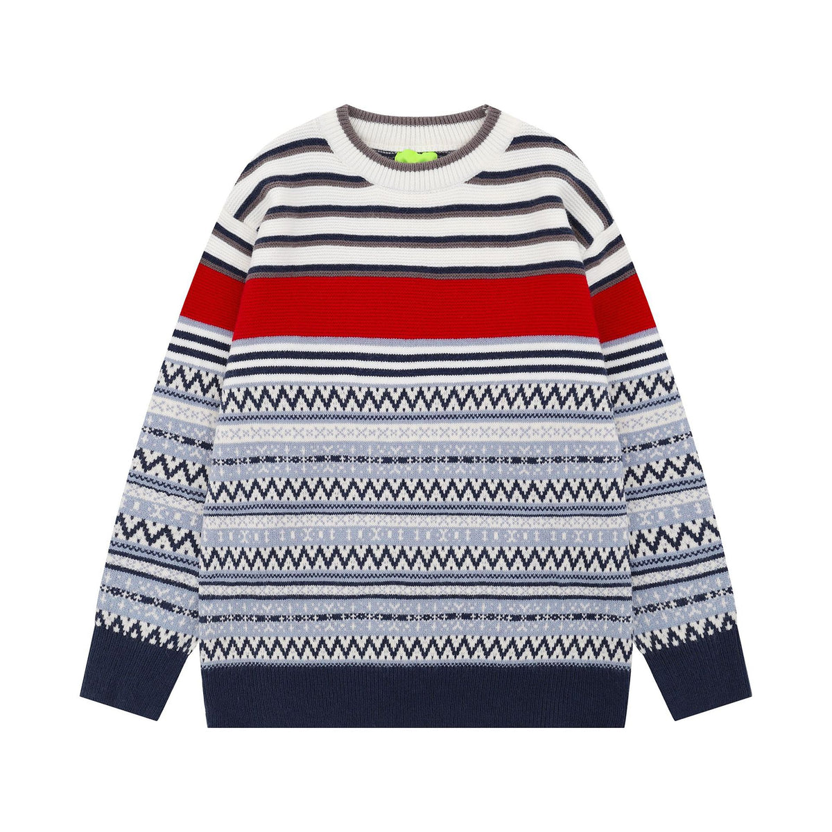 Round neck heavy industry embroidered sweater