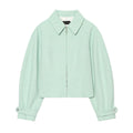 Long sleeved lapel zipper construction jacket