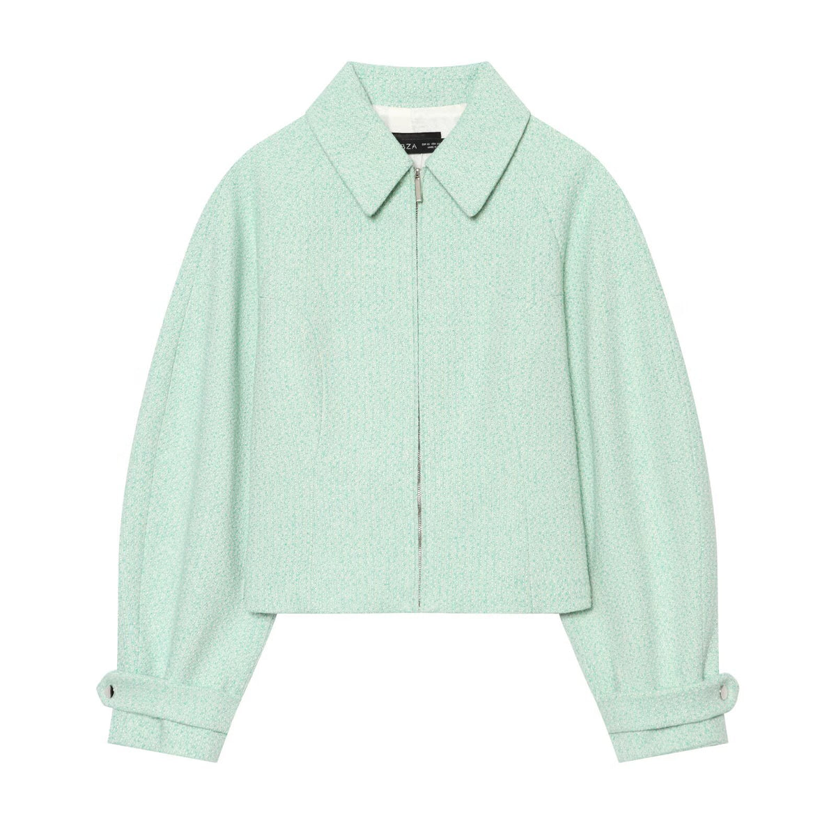 Long sleeved lapel zipper construction jacket