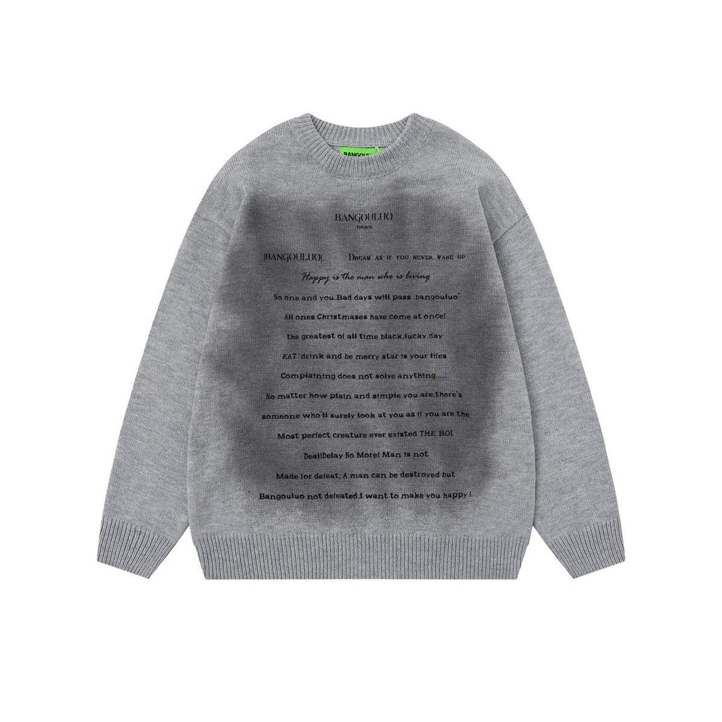 Color gradient letter sweater with contrasting colors
