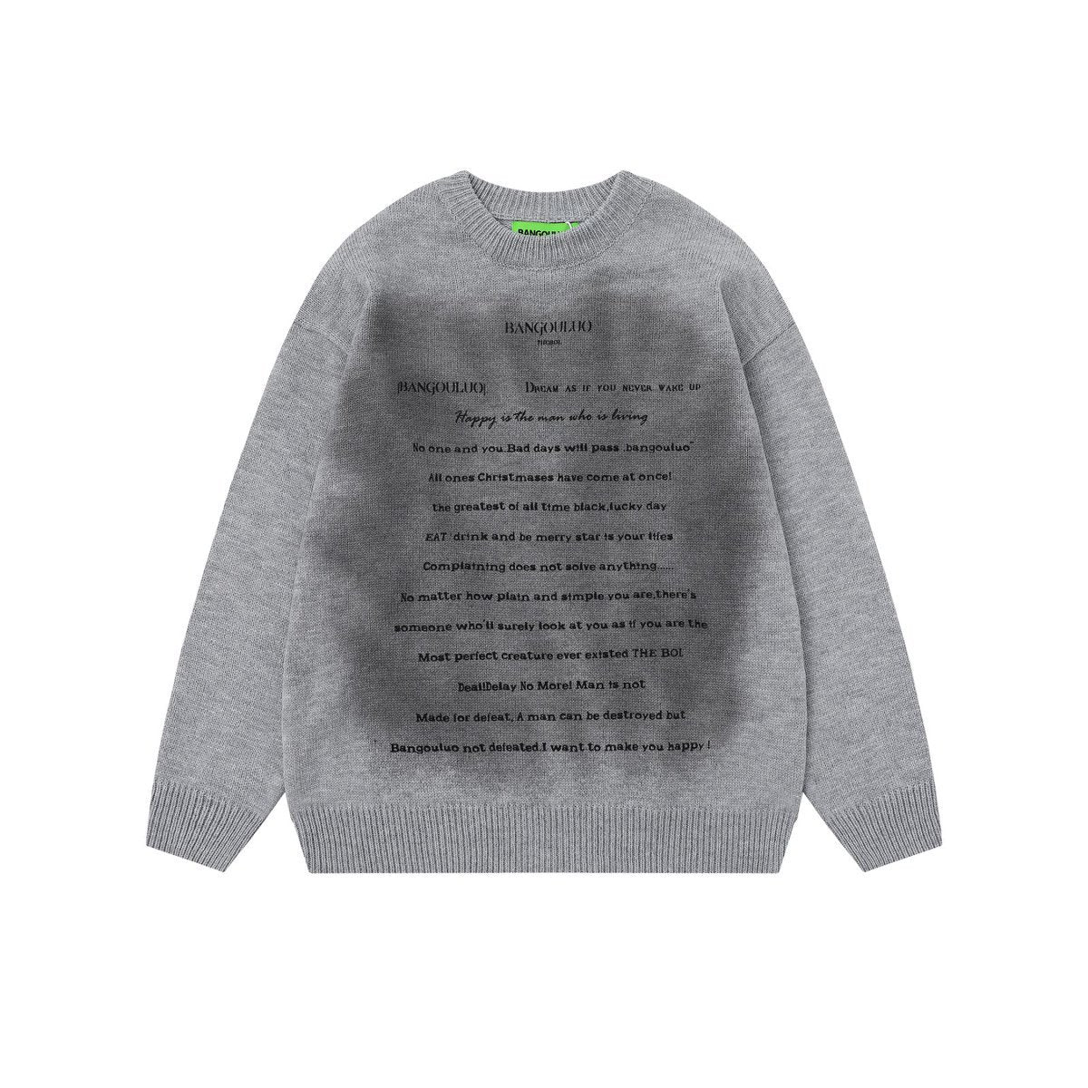 Color gradient letter sweater with contrasting colors
