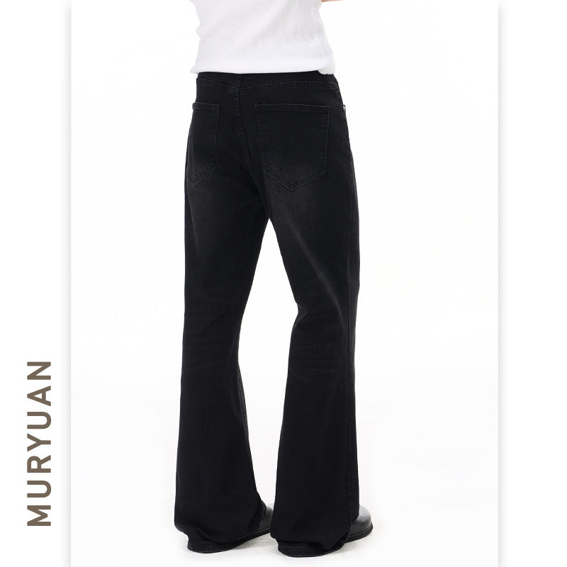 Men's Washed Black Slim Fit Flared Jeans for Men and Women