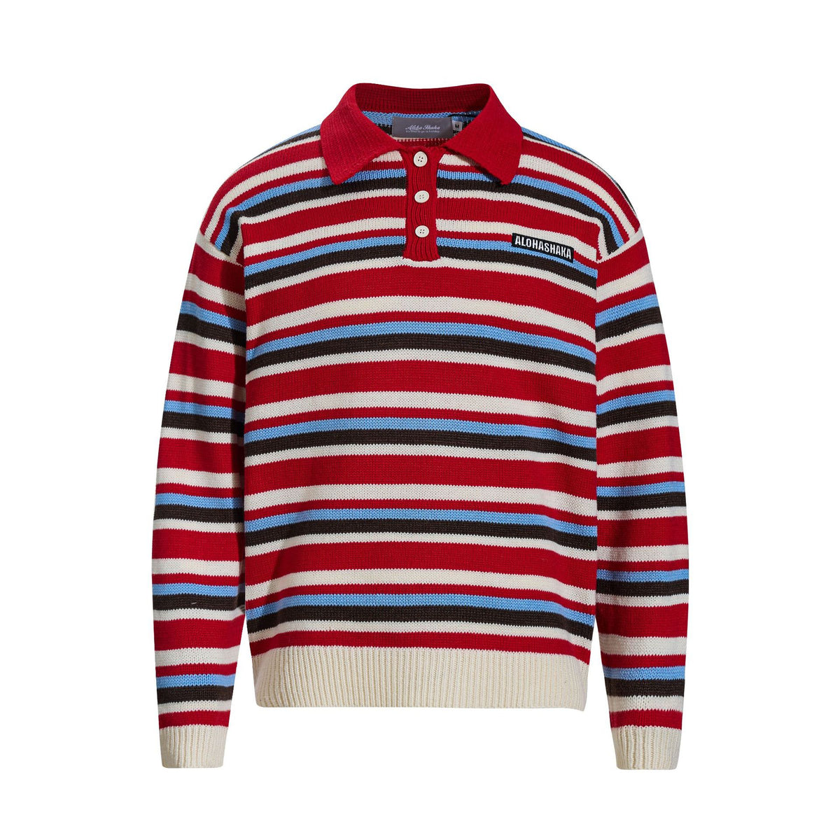Contrast striped lapel sweater