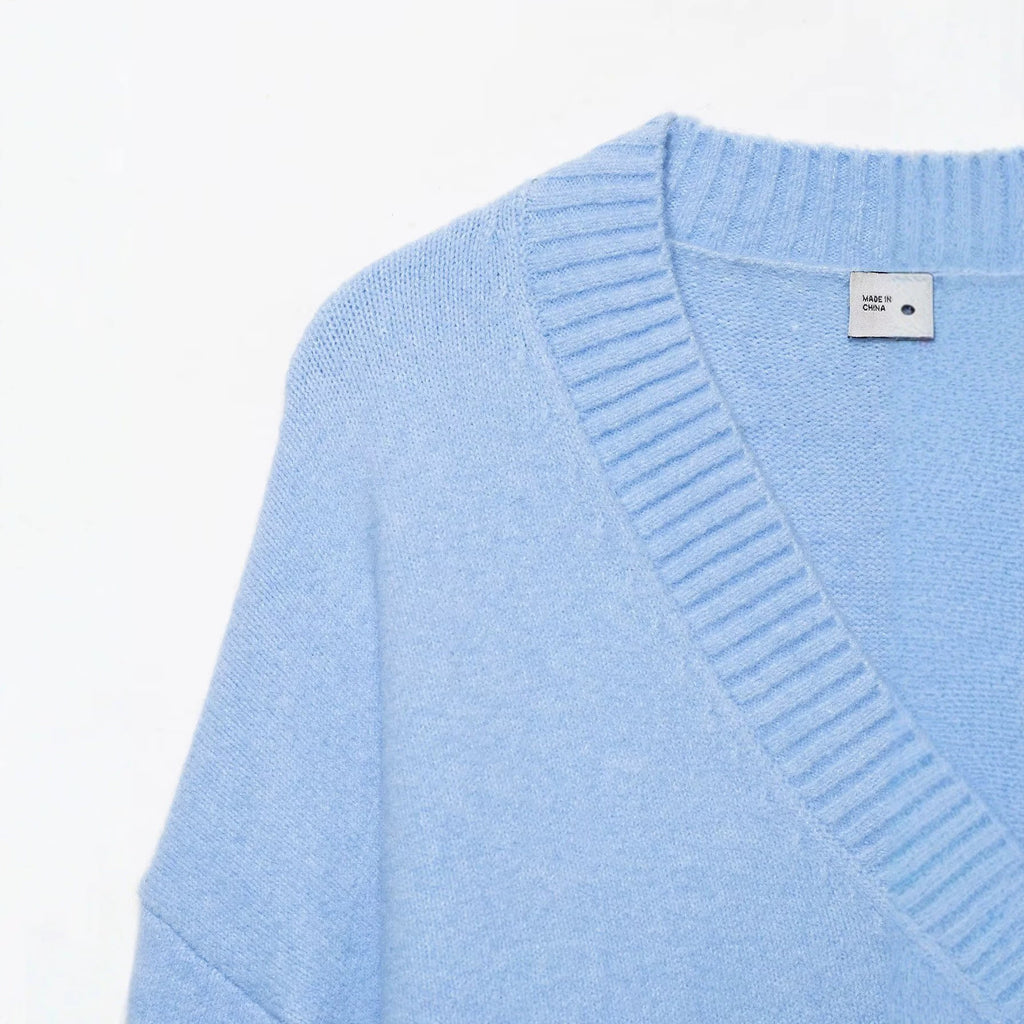 Soft touch V-neck knitted sweater for women