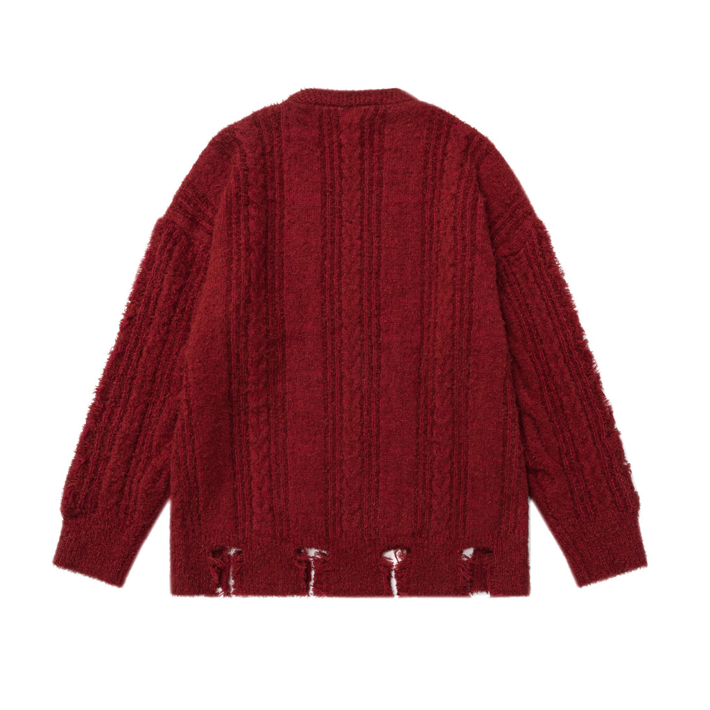 Letter printed ripped sweater