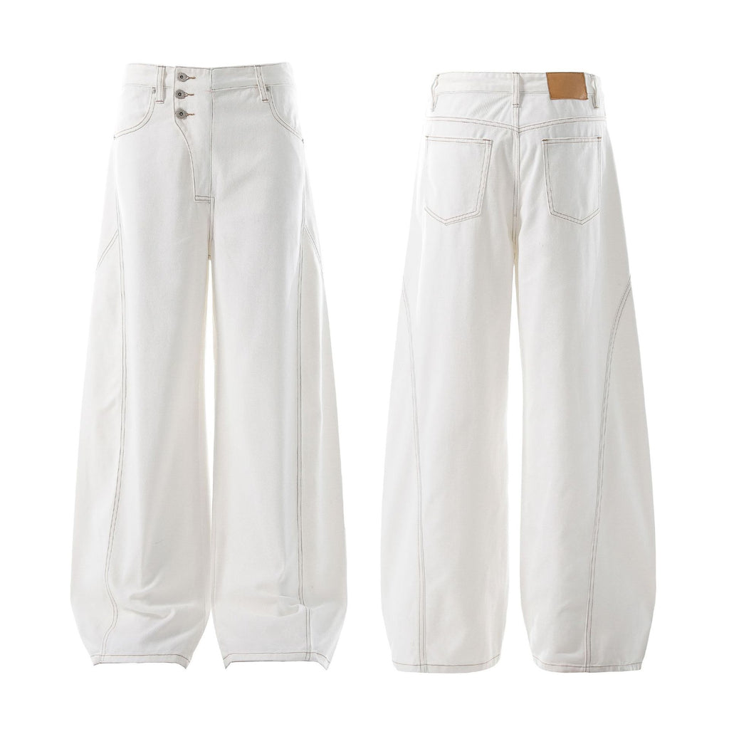 Unisex Irregular Design Loose Tapered Jeans for Men