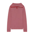 Color blocking trimmed lapel striped knit sweater for women