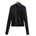 Tailored side zipper irregular jacket leather jacket