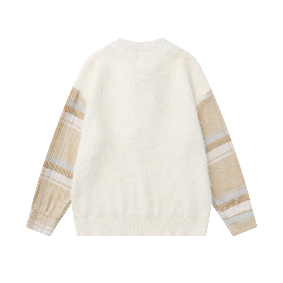 Splicing plaid tie sweater