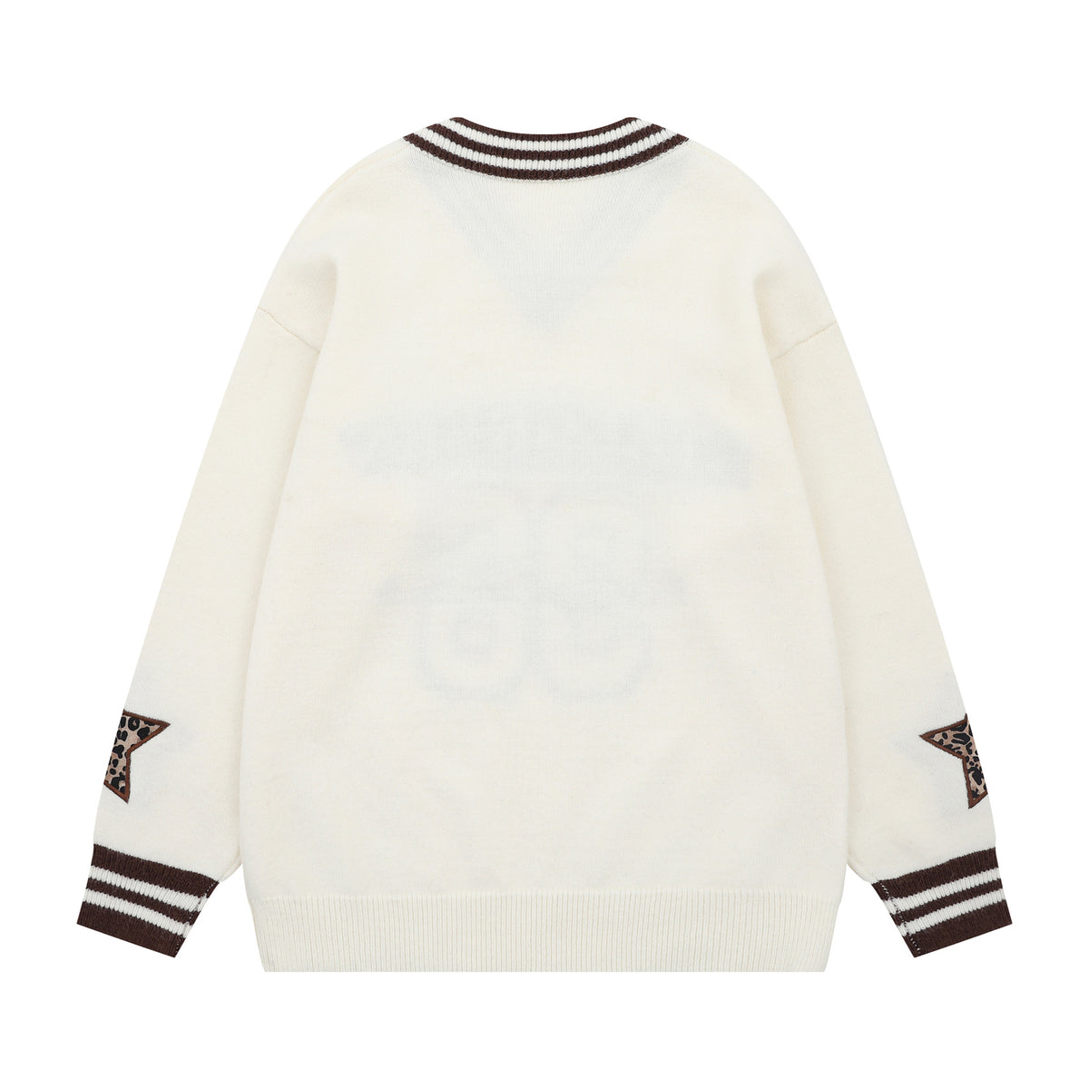 Striped V-neck letter jacquard sweater