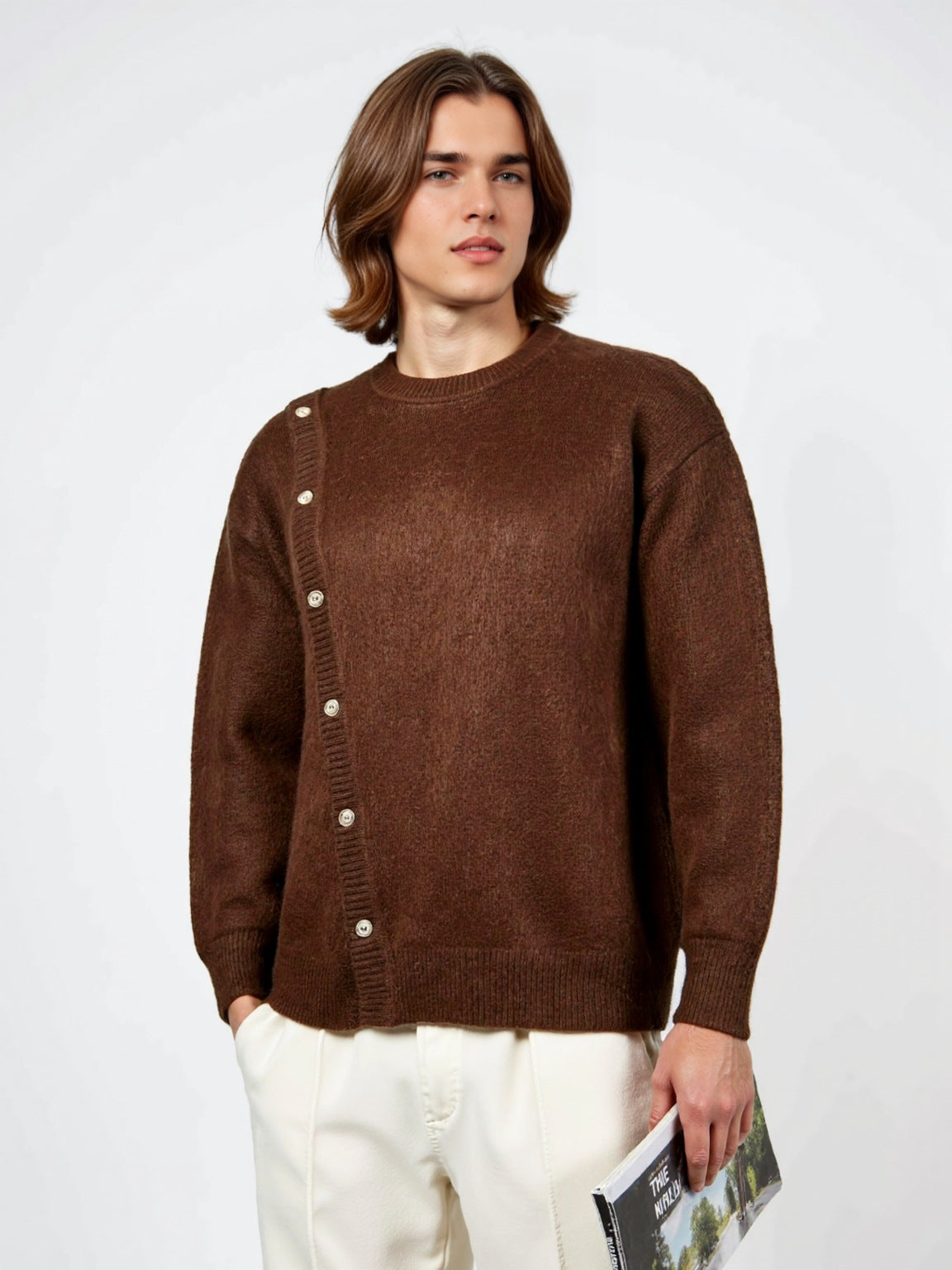 Round neck long sleeved loose sweater
