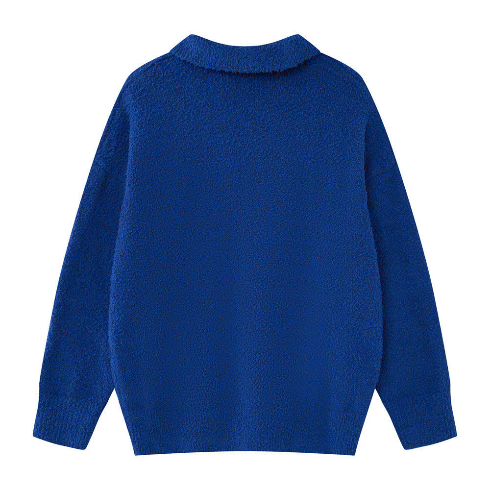 Letter printed V-neck pullover sweater