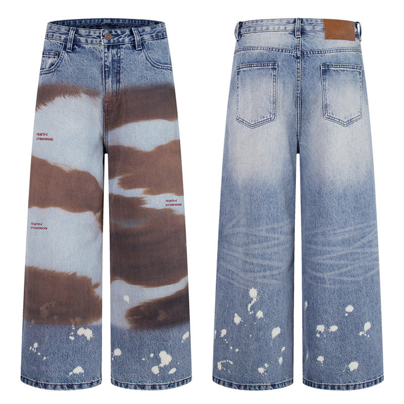 Pants Men's Designer Wide-Leg Tapered Distressed Long Pants