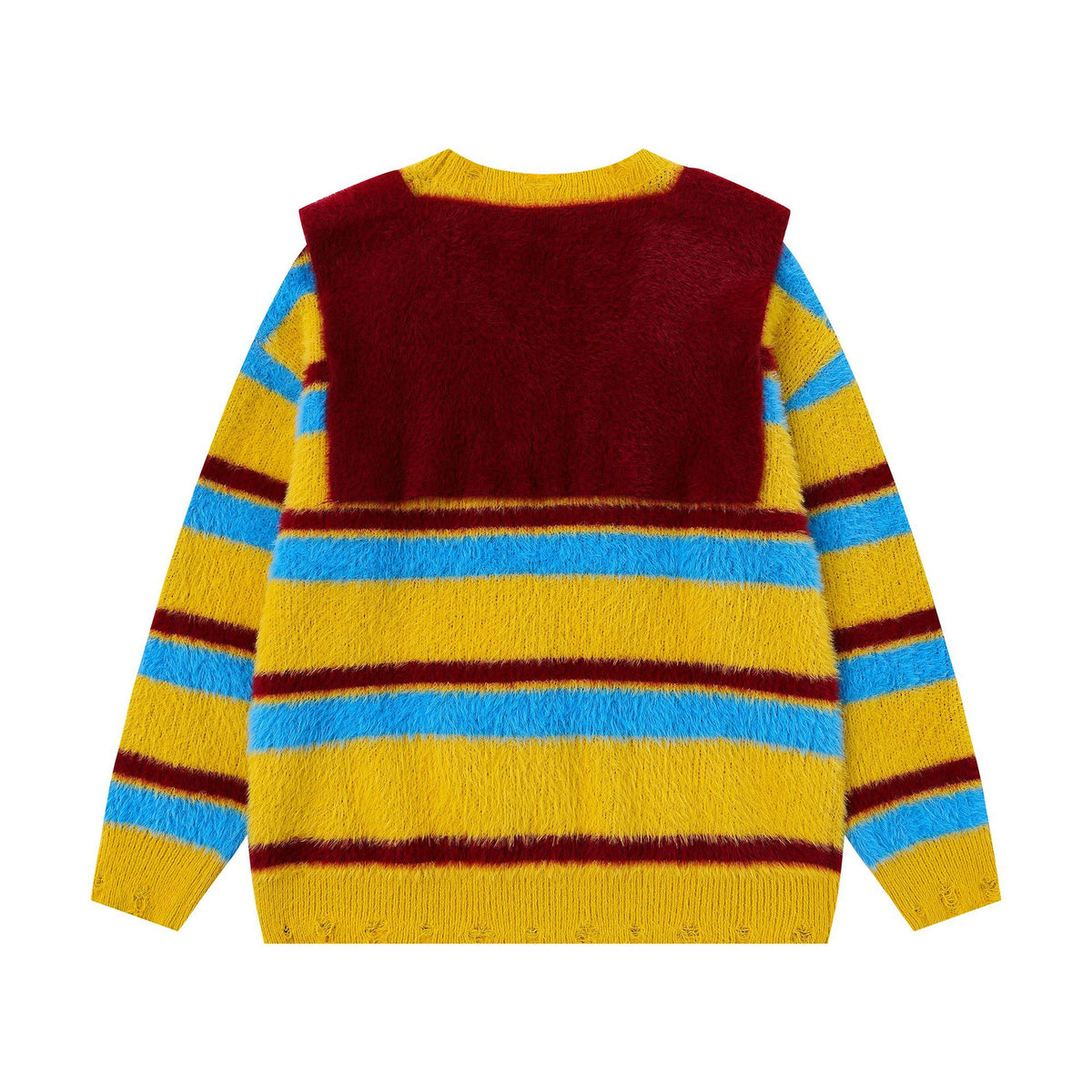 Striped contrasting shawl design sweater