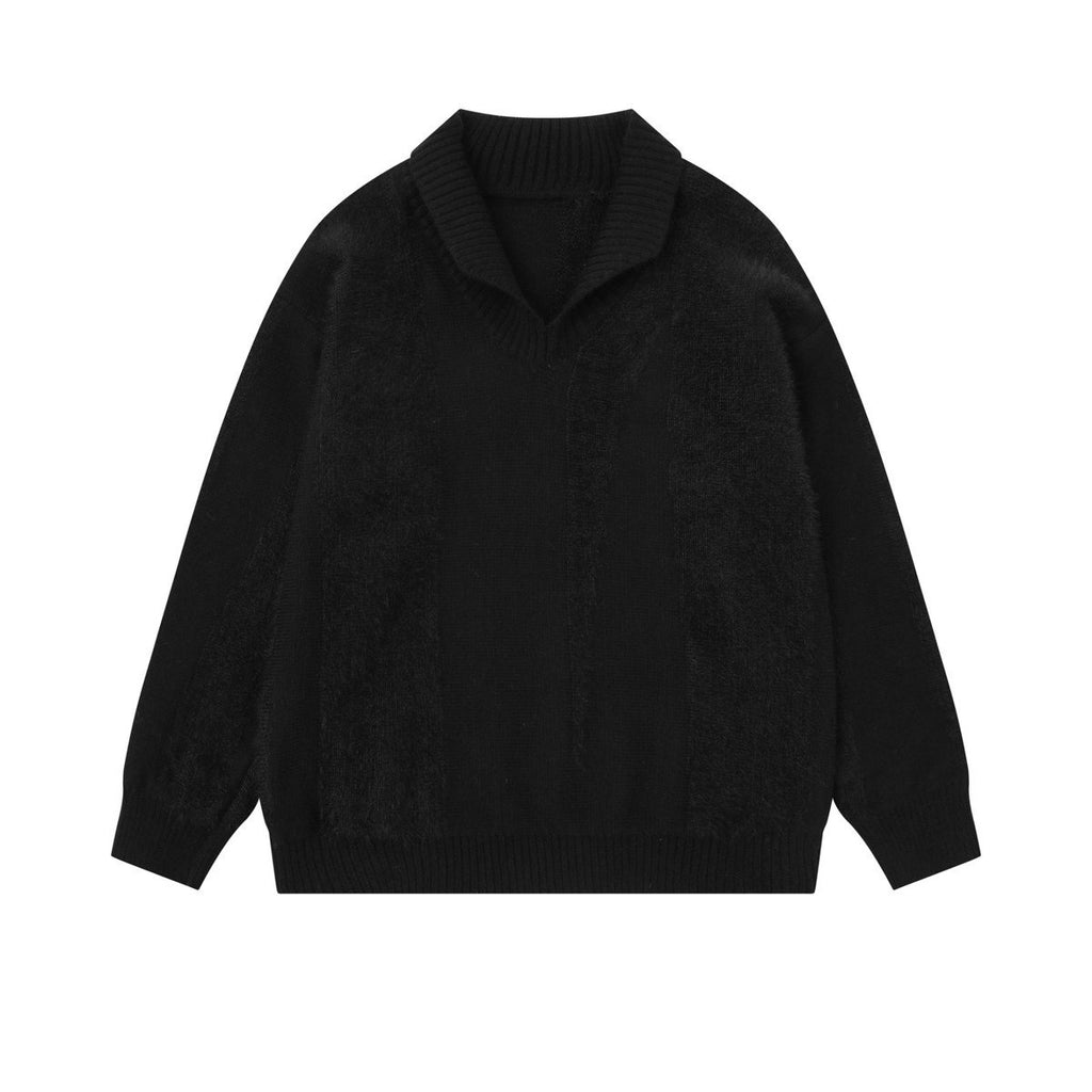 Simple collar solid color sweater