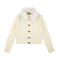 Cable Knit Long Sleeve Lapel Collar Toggle Button