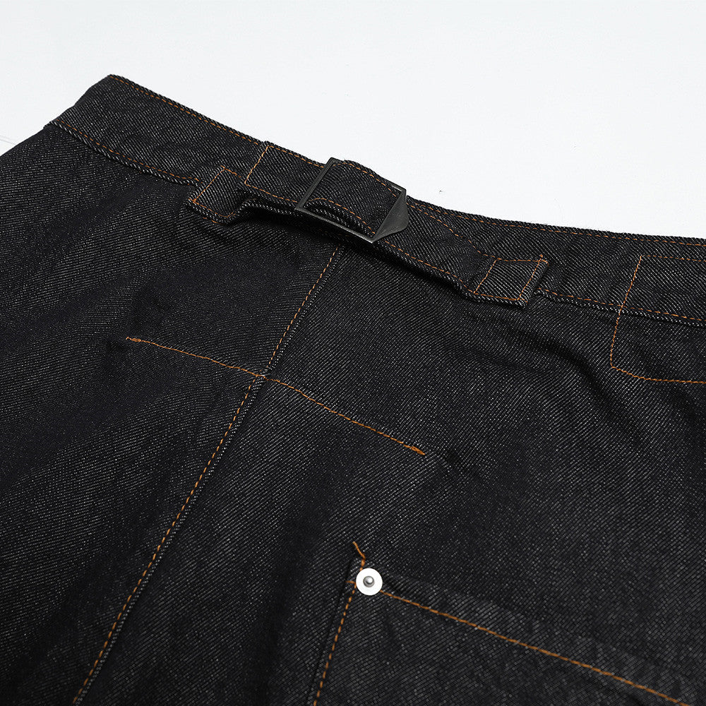 Original color jeans for men with loose and wide legs