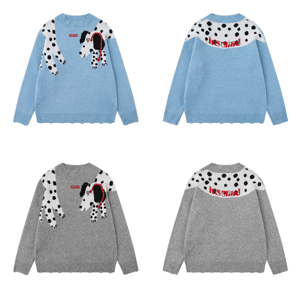 Embroidered puppy jacquard sweater