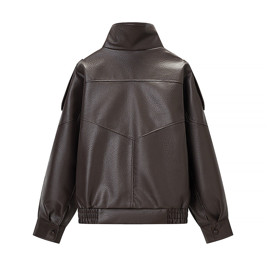 Three color leather jacket