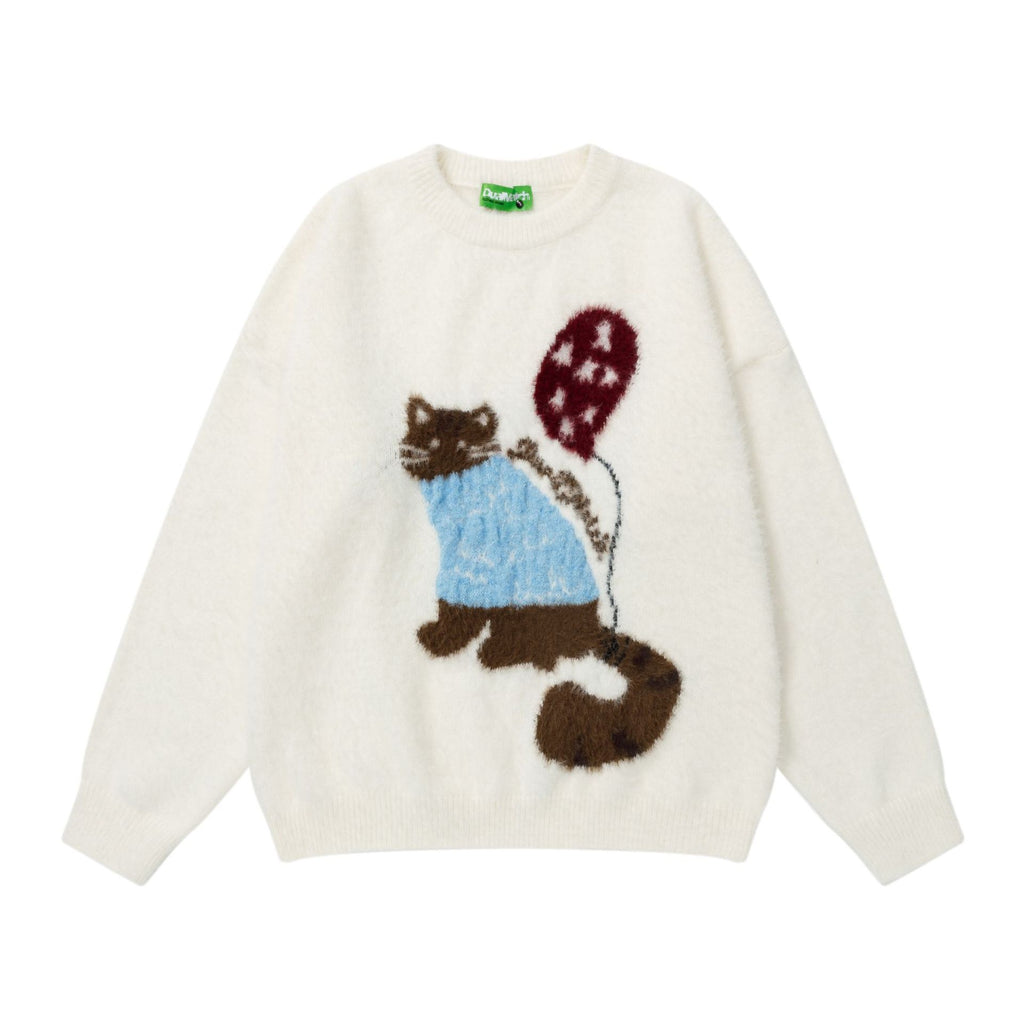 Colorful cat jacquard sweater